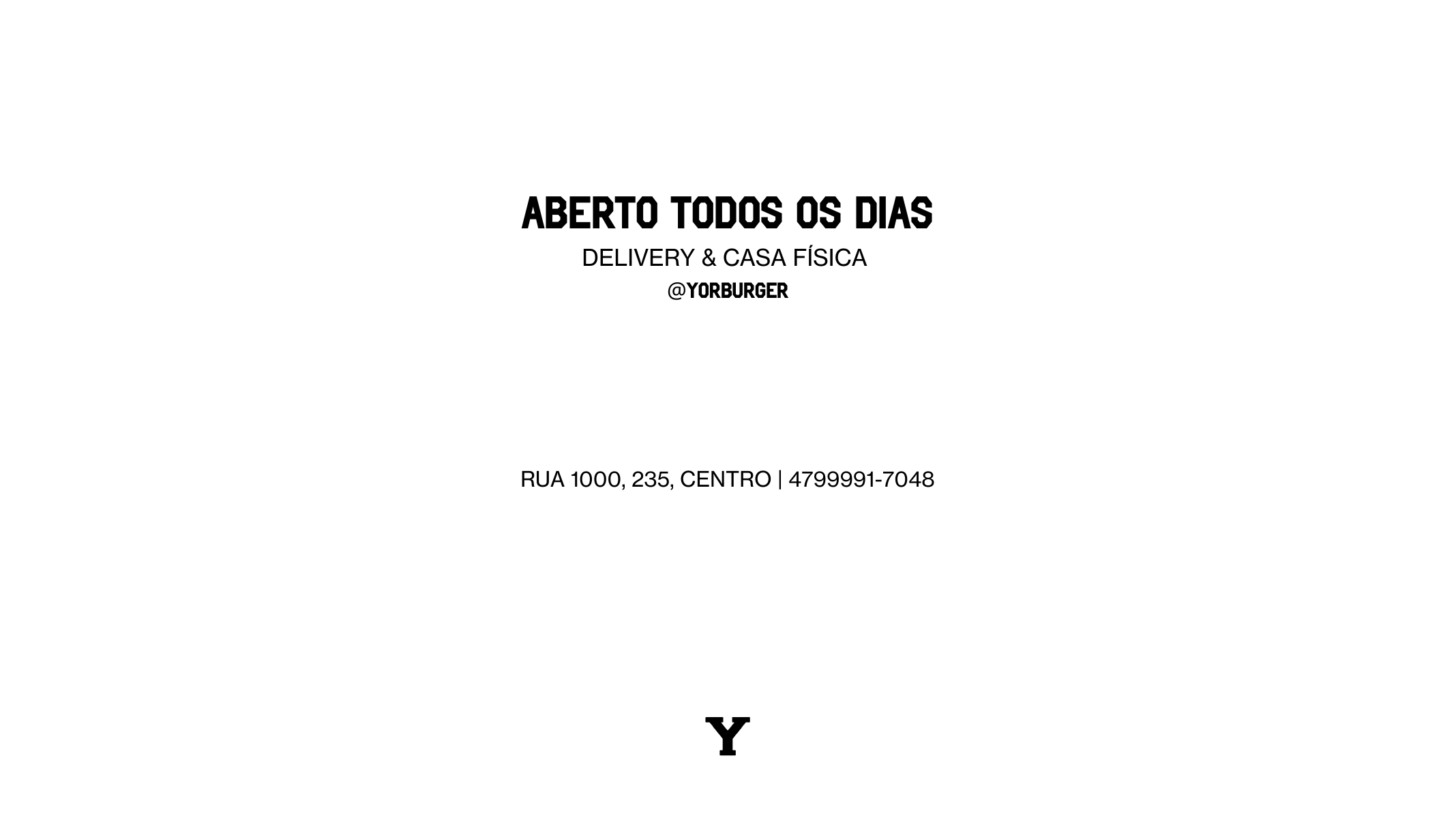Informações finais com horário de funcionamento, delivery e endereço da Yor Burger.